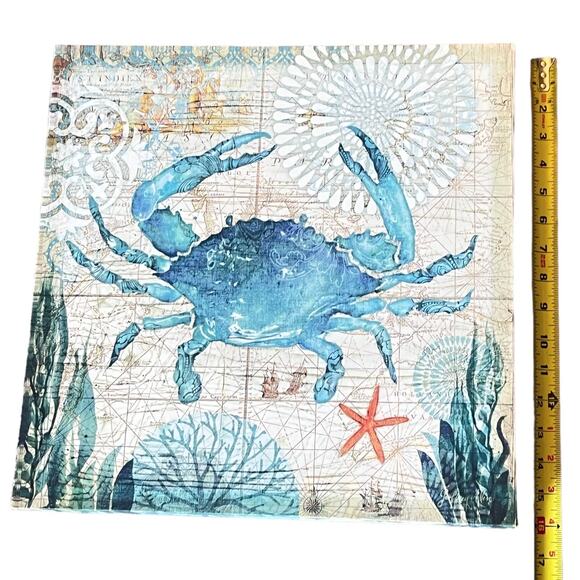 Nautical Sea Crab CANVAS PRINT ART 16" Wall Hanging Ocean Creature Sea Starfish - Picture 5 of 7